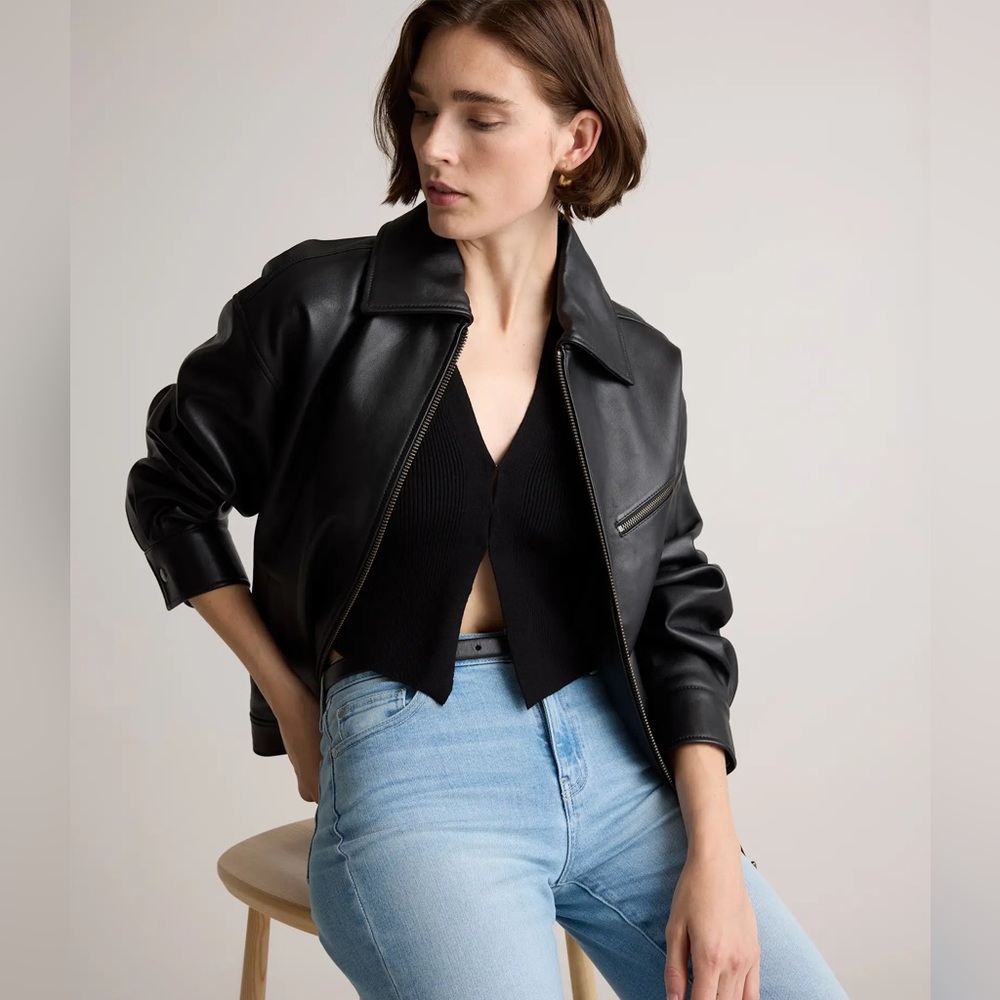 QUINCE 100% Leather Oversized Bomber Jacket - Picture 11 of 11